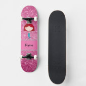 Persoonlijke naam zeemeermin roze glitter skateboard (Voorkant)