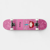 Persoonlijke naam zeemeermin roze glitter skateboard (Horizontaal)