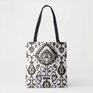 Persoonlijke naam zwarte Ikat Pattern Bridesmaid Draagtas