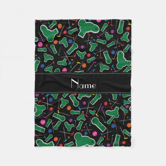 Persoonlijke naam zwarte mini golf fleece deken (Voorkant)