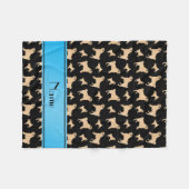 Persoonlijke naam zwarte pug-honden fleece deken (Voorkant (Horizontaal))
