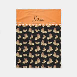 Persoonlijke naam zwarte shih tzu-honden fleece deken