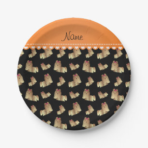 Persoonlijke naam zwarte shih tzu-honden papieren bordje