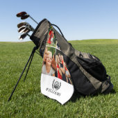 Persoonlijke naammonogram 4 foto golfhanddoek (Groen)