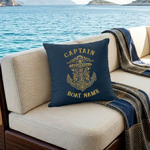 Persoonlijke Naamse Kapitein Boot Naam Anker Kussen