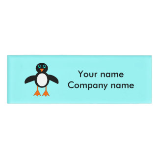 Persoonlijke naamtag met cute pinguïn naambadge