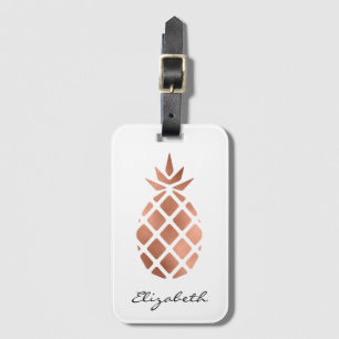 Persoonlijke namaak roosgouden folie ananas bagagelabel