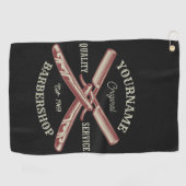 Persoonlijke NAME Scheermes Kapperszaak Golfhanddoek (Horizontaal)