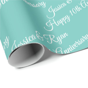 Persoonlijke namen, Gelukkig Jubileum, Licht Blauw Cadeaupapier
