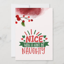 Persoonlijke Naughty But Nice Platte Kerstkaart