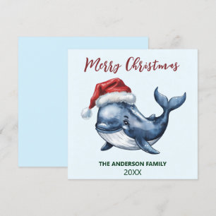 Persoonlijke nautische walvis in kerstmuts Kerstmi Feestdagenkaart