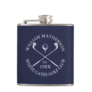 Persoonlijke Navy Blauwe Klassieke Golfclubnaam Heupfles