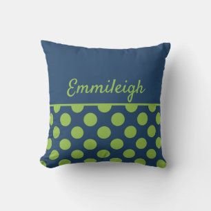 Persoonlijke Navy Blauwe Limegroene Stippen Kussen