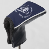 Persoonlijke Navy Blue Golfclubnaam Golfheadcover (3/4 voorkant)