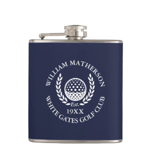 Persoonlijke Navy Blue Golfclubnaam Heupfles