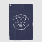 Persoonlijke Navy Blue Hole in One Golfhanddoek (Voorkant)