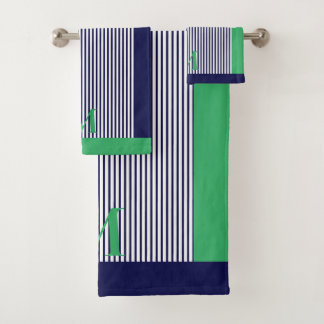 Persoonlijke Navy En Zee Groen Esthetisch  Bad Handdoek