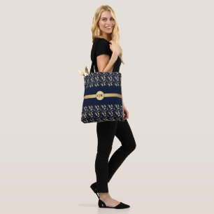 Persoonlijke Navy & Goud Abstracte Draagtas