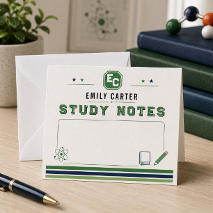 Persoonlijke Navy Groene Wetenschap School Cover Notitiekaartje