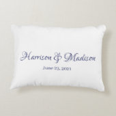 Persoonlijke navyblauwe Trouwdatum Namen Bruidspaa Accent Kussen (Achterkant)