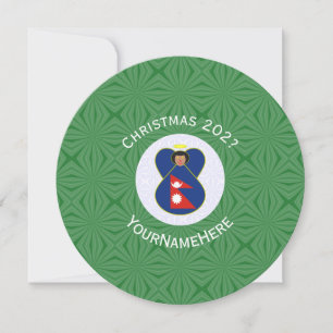 Persoonlijke Nepalese engel Kerstmis vlag Kaart