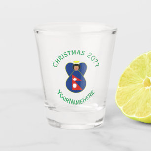 Persoonlijke Nepali engel Kerstmis vlag Shot Glas