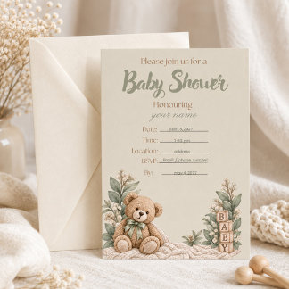 Persoonlijke neutrale babyshower uitnodiging
