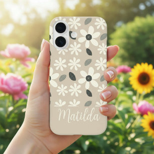 Persoonlijke neutrale kleur madeliefje iPhone 16 hoesje