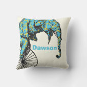 Persoonlijke New Baby Boy's Room Circus Elephant Kussen (Achterkant)