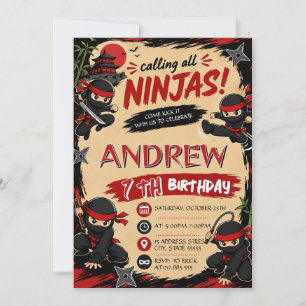 Persoonlijke Ninja Samurai Verjaardagsuitnodiging Kaart