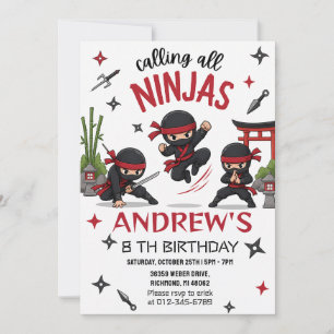 Persoonlijke Ninja Verjaardagsuitnodiging Kaart