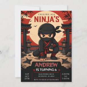 Persoonlijke Ninjas verjaardagsfeestje Kaart