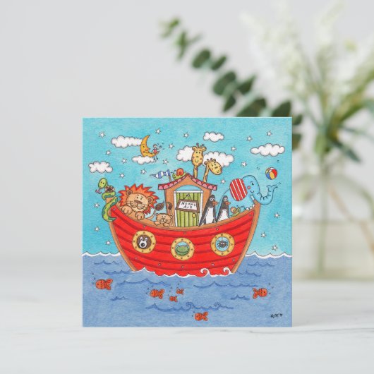 Persoonlijke Noach's Ark Verjaardag Uitnodiging (Staand voorkant)