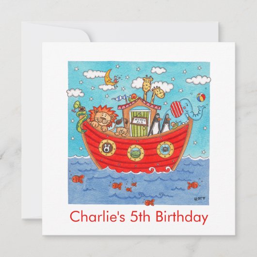 Persoonlijke Noach's Ark Verjaardag Uitnodiging (Voorkant)