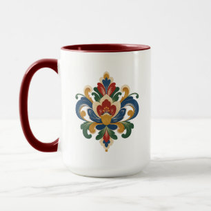 Persoonlijke Noorse Rosemaling Volkskunst Mok
