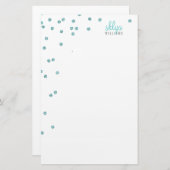 PERSOONLIJKE NOOT polka dot confetti blauw glitter Briefpapier (Voorkant / Achterkant)
