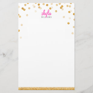 PERSOONLIJKE NOOT polka dot confetti bold gold gli Briefpapier