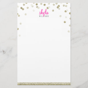 PERSOONLIJKE NOOT polka dot confetti oud goud glit Briefpapier