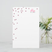 PERSOONLIJKE NOOT polka dot confetti roze glitter Briefpapier (Staand voorkant)