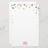 PERSOONLIJKE NOOT schattig heldere, roze, groene m Briefpapier (Voorkant / Achterkant)