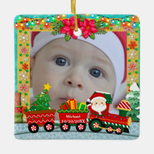 Persoonlijke North Pole Express Foto Kerstmis Keramisch Ornament