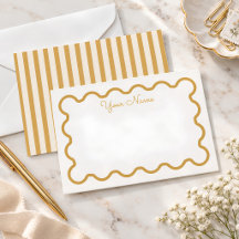 Persoonlijke Notitiekaart Met Gouden Golflijn Rand