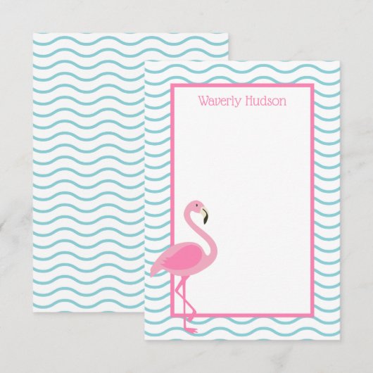 Persoonlijke Notitiekaart Roze Flamingo (Voorkant / Achterkant)