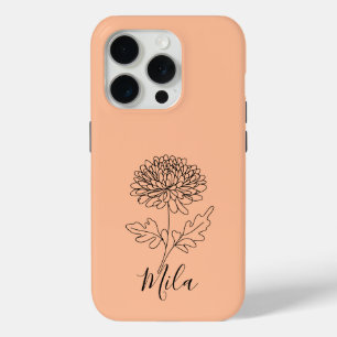 Persoonlijke november chrysanthemum geboortebloem iPhone 15 pro case