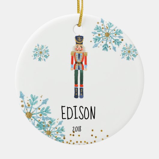 Persoonlijke Nutcracker Ornament voor Baby Boy (Voorkant)