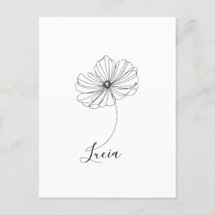 Persoonlijke October Cosmos Geboortebloem Cadeau Briefkaart