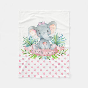 Persoonlijke olifant babydeken voor meisjes fleece deken