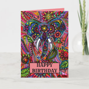 Persoonlijke Olifant Mandala Boho Verjaardag Kaart