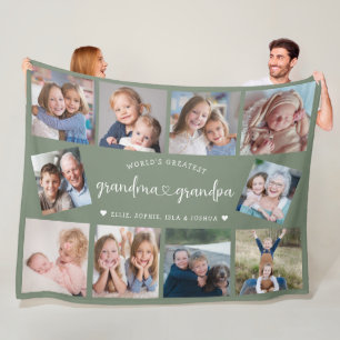 Persoonlijke Oma en Opa 10 Foto Collage Modern Fleece Deken