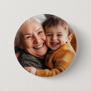 Persoonlijke oma foto van kleinkinderen ronde button 5,7 cm